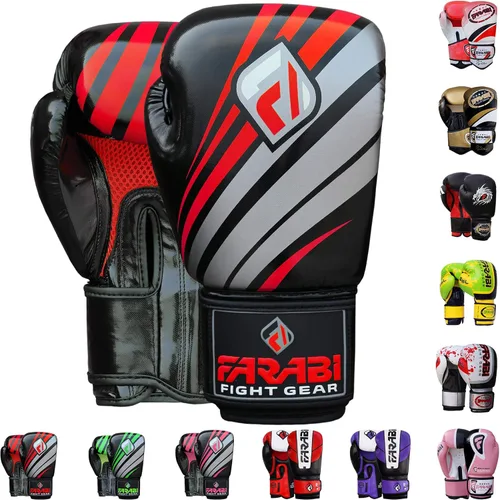 Miniatura 9 de Farabi Guantes de boxeo Pro Fighter Sparring Gym Bag Punching Focus Pad Mitts