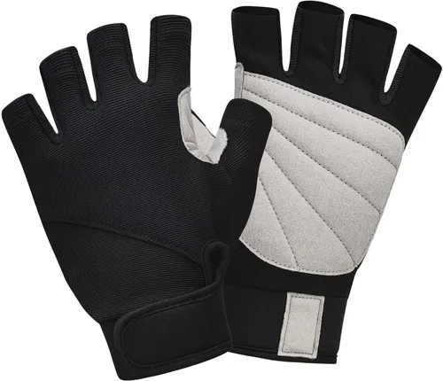 ChinFun Guantes de vela unisex acolchados con palma sin dedos, guantes de kayak, perfectos para remo, canoa para hombres, mujeres y jóvenes A-Gris y
