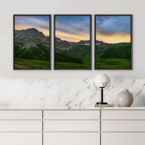 Miniatura 4 de wall26 Lienzo enmarcado para pared, juego de arte de noche estrellada sobre montañas, cielo nocturno tranquilo, naturaleza, desierto, fotografía