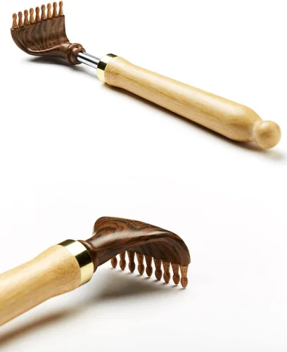 Miniatura 4 de Rascador de espalda extensible portátil, rascador de espalda de bambú para hombres y mujeres, cabeza telescópica autoterapéutica, fácil de alcanzar
