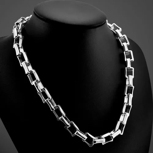 Miniatura 5 de Dankadi Collar de cadena de eslabones Rolo de plata de ley 925 para hombre, cadena cubana gruesa de 18, 20, 22, 24, 26, 28, 30 pulgadas, regalo