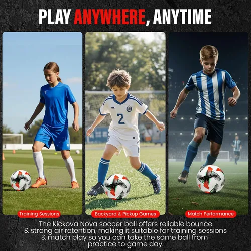 Miniatura 6 de Balón de fútbol profesional tamaño 4 y 5 – Pelota de entrenamiento y partido sin costuras para jóvenes, niños y adultos, piel sintética impermeable