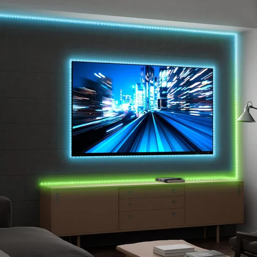 Miniatura 2 de XTREME Monster LED 16.4ft Smart Sound Reactive Multi-White Tira de luz LED para interiores con control de aplicación móvil, fácil montaje