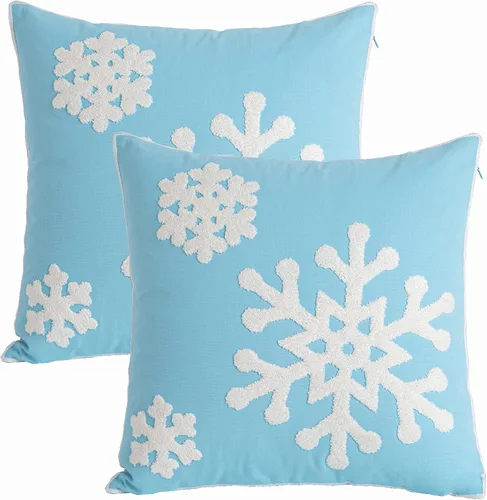 Miniatura 2 de 18 x 18 pulgadas, funda de almohada de algodón con diseño de bendición navideña para cama, sofá, automóvil, fundas de almohada bordadas con copos