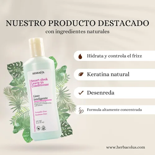 Miniatura 8 de Herbacol Lisso Inteligente Crema sin enjuague Tratamiento de queratina natural Anti-Frizz 8.1 onzas líquidas