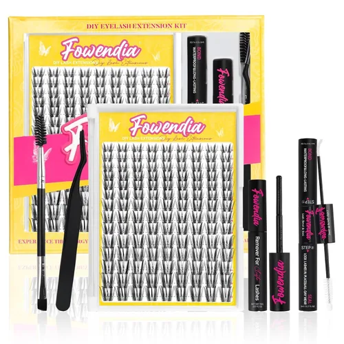 Miniatura 11 de Kit de racimos de pestañas Fowendia Wanna Be 8-18mm, racimos de pestañas de manga de hadas, kit de extensión de pestañas DIY, impermeable, racimos