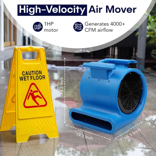 Miniatura 3 de Mounto 3 velocidades Air Mover 1HP 4000+ CFM Monster soplador de piso secadores de alfombras Secador de piso de limpieza