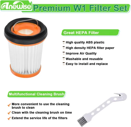 Miniatura 4 de Anewise WV201 - Filtro de repuesto para Shark Wandvac ION W1 S87 inalámbrico de mano WV200 WV201 WV205 WV220 WV200C WV221 WV201BK Wand Stick