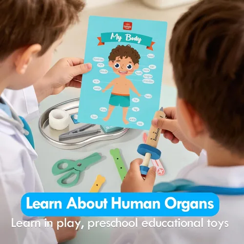 Miniatura 5 de Kit de Médico de Lehoo Castle para Niños Pequeños de 3 a 5, Juego de Médicos para Niños, Juego de Simulación con Disfraz de Médico, Juguetes