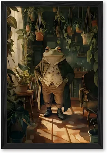 Miniatura 17 de Póster vintage de rana botánica retro, arte de pared de animales para amantes de las plantas, impresión humorística victoriana de rana caballero