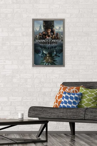 Miniatura 2 de Marvel Black Panther: Wakanda Forever - Póster de pared de una hoja, 22.4 pulgadas de largo x 14.7 pulgadas de ancho, versión enmarcada de madera