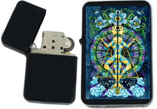 Miniatura 25 de Signos del zodiaco, símbolos del horóscopo, colección de iconos de astrología, infinito negro mate a prueba de viento, encendedores (Virgo) - Regalo