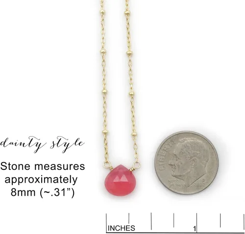 Miniatura 21 de Collar con colgante de piedra natal con piedra preciosa genuina, relleno de oro de 14 quilates, 18 pulgadas