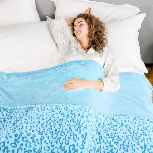 Miniatura 4 de ZHIKU Manta de Tiro Azul Tamaño Queen Suave de Forro Polar Mantas de Tiro para Cama Leopardo azul
