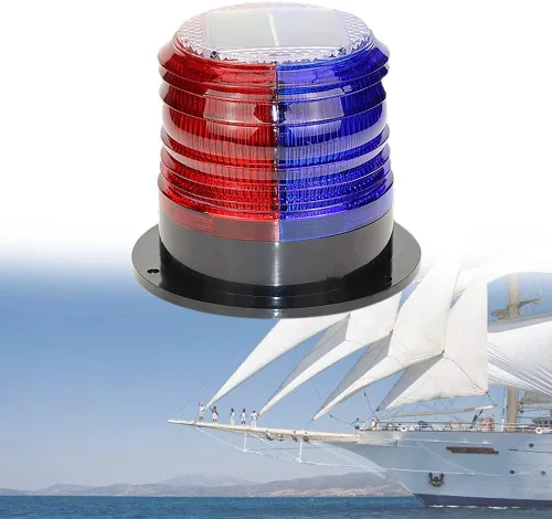 Miniatura 10 de DYK&NX Luz LED de ancla de navegación marina para yate con carga solar, material PC, impermeable y a prueba de polvo para luces de proa y popa