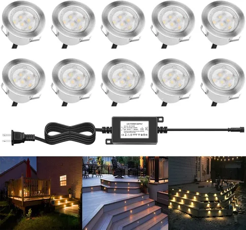 Miniatura 18 de lámpara LED decorativa de bajo voltaje de 1 vatio, impermeable, para exteriores, patio, jardín, escaleras Blanco cálido