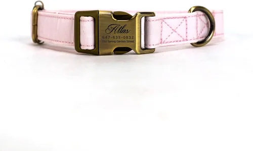 Miniatura 24 de Collar de perro personalizado con nombre y número de teléfono grabado, collar ajustable personalizado para cachorros, collar de algodón orgánico