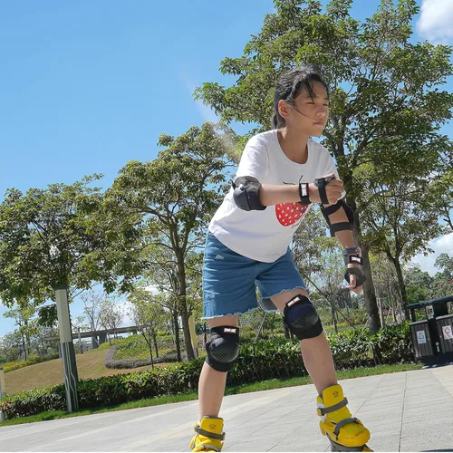 Miniatura 5 de Rodilleras para niños/jóvenes, coderas, muñequeras 3 en 1, juego de protección, para patines de 3 a 15 años, ciclismo, patinaje en línea, monopatín