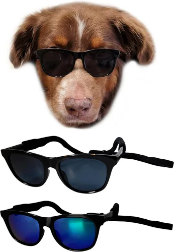 Miniatura 11 de G006 Disfraz para perro y mascota, estilo retro de los años 80, lentes de sol ajustables para razas medianas de 20 a 40 libras, para fiesta, Panto
