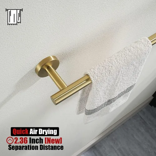 Miniatura 6 de JQK Barra de Toallas de Baño, Oro Cepillado de 12 Pulgadas de Acero Inoxidable 304 Grueso de 0.8mm, Soporte de Toallas Montado en la Pared, Longitud
