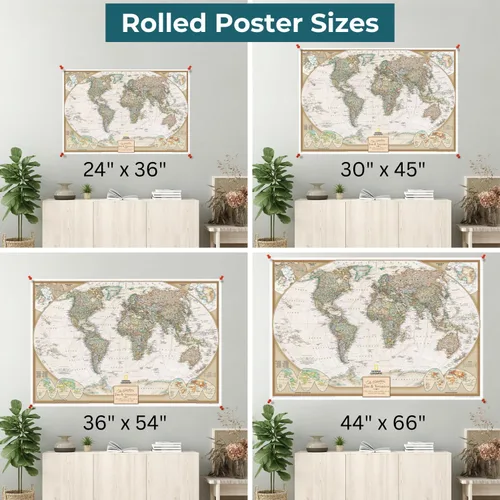 Miniatura 3 de Póster ejecutivo de lienzo con alfileres - National Geographic detallado estilo antiguo mapa de viaje - Grande 24 x 36 pulgadas