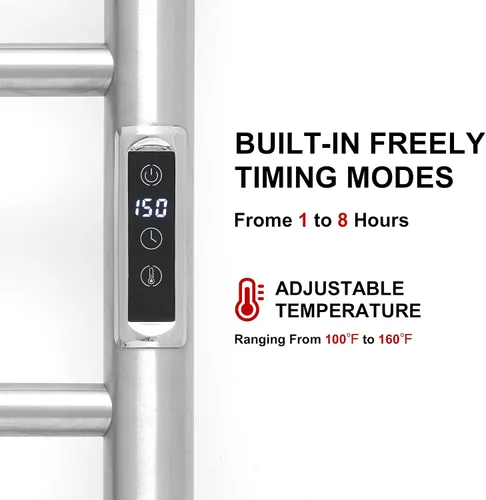 Miniatura 3 de Toallero eléctrico con calentador de toallas, calentador de toallas con temporizador y control de temperatura, montado en la pared, enchufe