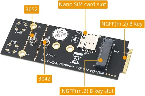 Miniatura 2 de HLT M.2 (NGFF) Adaptador de llave B con tarjeta SIM para módulo 3G/4G/5G