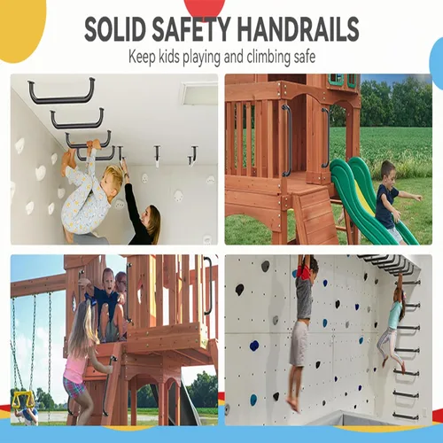 Miniatura 6 de Juego de barras de seguridad de 17.3 pulgadas para patio de recreo para interiores y exteriores, juego de barras de mono, accesorios de agarre