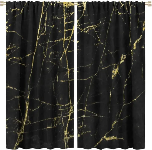 Miniatura 40 de Cortinas abstractas de mármol de lujo de lujo azul marino dorado a rayas con patrón de mármol estampado para dormitorio, sala de estar, cortinas