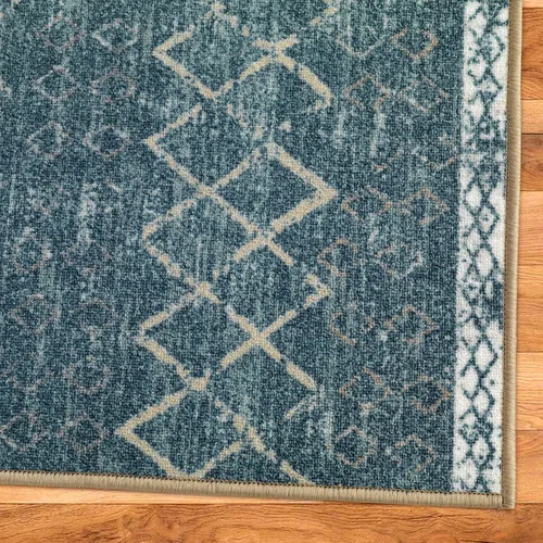 Miniatura 3 de Antep Rugs - Alfombras antideslizantes de 2 x 7 pies (antideslizante) con parte trasera de goma, de estilo antiguo, bohemio, marroquí y con pelo Azul