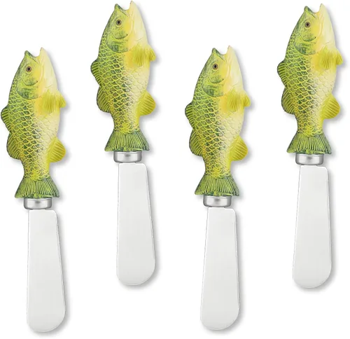 UP UPware - Esparcidores de queso bajo pintados a mano con cuchillas de acero inoxidable para untar queso crema, mantequilla, mermelada o sándwich,