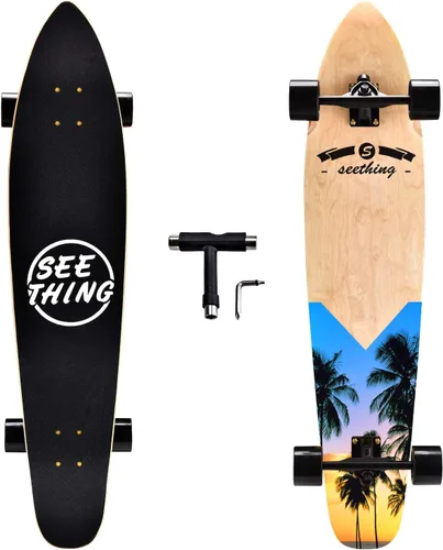 Miniatura 12 de Patineta de 42 pulgadas de largo completo Cruiser Pintail, el original Artisan Maple Skateboard Cruiser Pintail para crucero, tallado, estilo libre