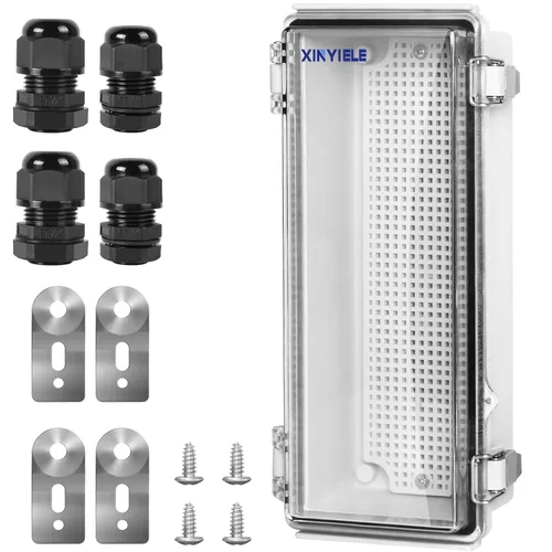 Miniatura 13 de Caja de conexiones de plástico ABS impermeable para proyectos al aire libre, IP67, resistente a la intemperie, a prueba de polvo con cubierta