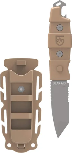 Miniatura 5 de GEAR AID Kotu Tanto Cuchillo de hoja fija para exteriores con funda de liberación rápida, hoja recubierta de titanio de 3 pulgadas Coyote