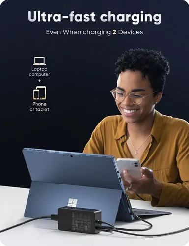 Miniatura 4 de Cargador de superficie de 127 W, cargador Microsoft Surface para Surface Book 3/2/1, Surface Laptop Studio, Surface Pro 11/10/9/8/7+/7/6/5/4/3