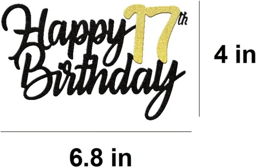 Miniatura 2 de Decoración para tartas de cumpleaños 17 años con purpurina para 17 años, decoraciones doradas para tartas de cumpleaños de 17 años, suministros