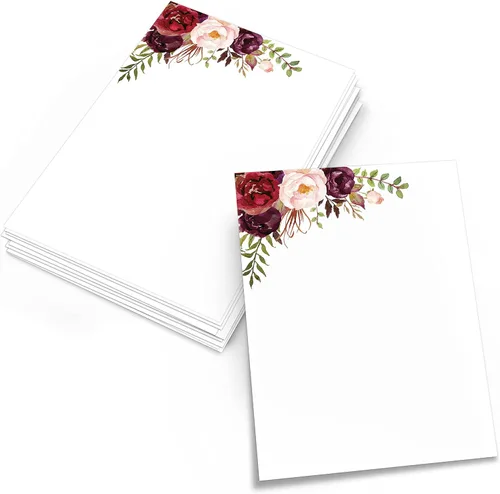 Miniatura 8 de 321Done Tarjetas florales rojas en blanco, juego de 50 tarjetas de notas de 4 x 6 pulgadas con diseño floral, tarjetas florales lisas, cartulina