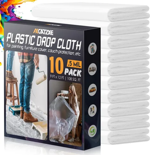 Miniatura 12 de Paños de plástico de 12 x 9 pies (paquete de 6) – Láminas y lonas desechables para pintar, muebles impermeables, sofá/protección del suelo