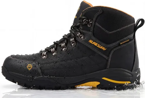 Miniatura 4 de SUREWAY Botas de trabajo impermeables de acero y punta suave de 6 pulgadas para hombre, botas de seguridad de cuero antideslizantes