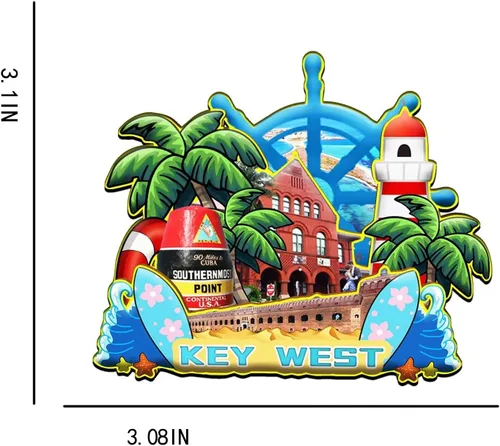 Miniatura 3 de Imán de madera para nevera de Key West Florida USA Monumentos de madera 3D para viajes, recuerdos coleccionables, decoración hecha a mano -1287