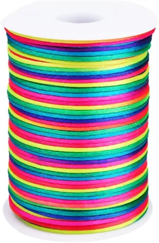 Miniatura 44 de 2.0 mm x 110 yardas de cordón de satén de nailon para abalorios, hilo trenzado para nudos chinos, rattail, macramé, pulseras, collares, fabricación