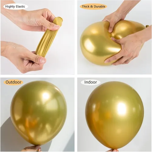 Miniatura 3 de Paquete de 150 globos metálicos dorados de diferentes tamaños, 18, 12, 10, 5 pulgadas, kit de arco de guirnalda de globos para cumpleaños, Oro