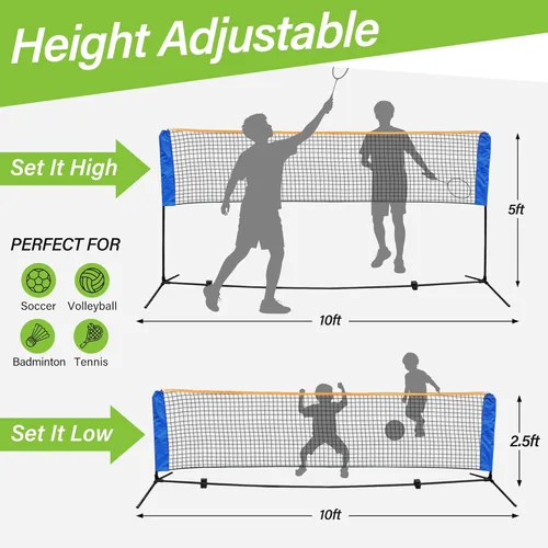 Miniatura 3 de Red de bádminton portátil de altura ajustable, red de competición para deportes para interiores y exteriores, para niños, voleibol, pickleball