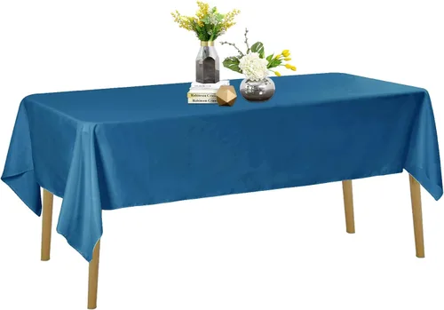 Miniatura 13 de Mantel de poliéster lavable de 90 pulgadas, resistente a las manchas y a las arrugas, mantel decorativo para mesa de comedor, fiestas de bufé y Negro