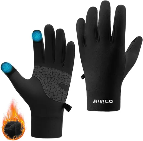 Miniatura 2 de Guantes de correr para hombres y mujeres, guantes de invierno para pantalla táctil, guantes térmicos ligeros con palma de silicona antideslizante