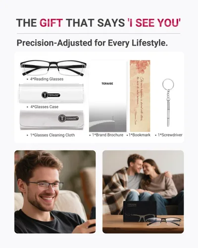 Miniatura 8 de TERAISE Gafas de Lectura Anti-luz Azul de Moda para Hombres y Mujeres Lector de Computadora Negro