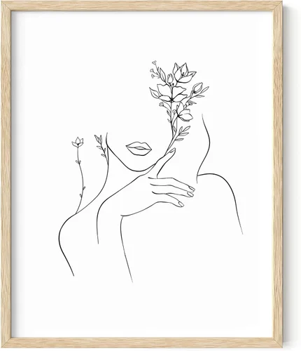 Miniatura 65 de HAUS AND HUES Impresión artística minimalista de mujer, póster de figura femenina, arte abstracto de pared neutro, arte de pared de dibujo lineal