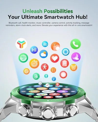 Miniatura 7 de SOUYIE Reloj inteligente militar resistente para hombres, AMOLED 1.43 pulgadas, pantalla HD de 1.43 pulgadas, respuesta de llamadas Bluetooth