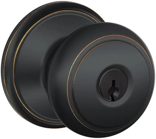 Miniatura 44 de Schlage F10 AND 716 ADD - Pomo Andover con moldura Addison, cerradura de paso para pasillos y armarios, bronce envejecido