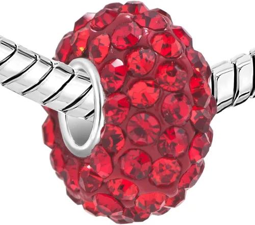 Miniatura 2 de LovelyJewelry Ene-Dic Simulado Piedra natal Encantos Perlas De Cristal Sintético Rojo Para Pulseras